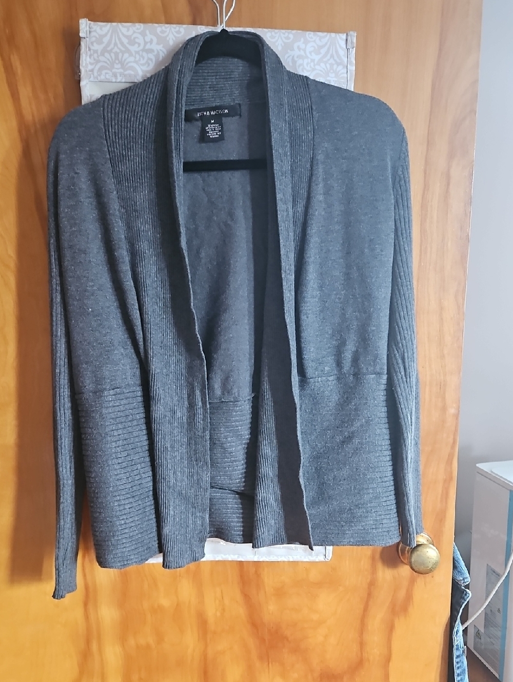 Open-Front Shawl Collar Cardigan - Gray
